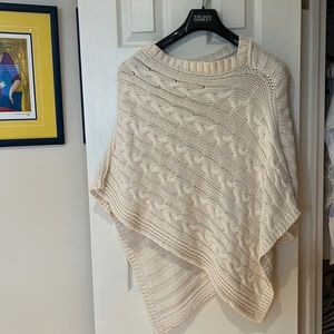 Cable knit cream poncho